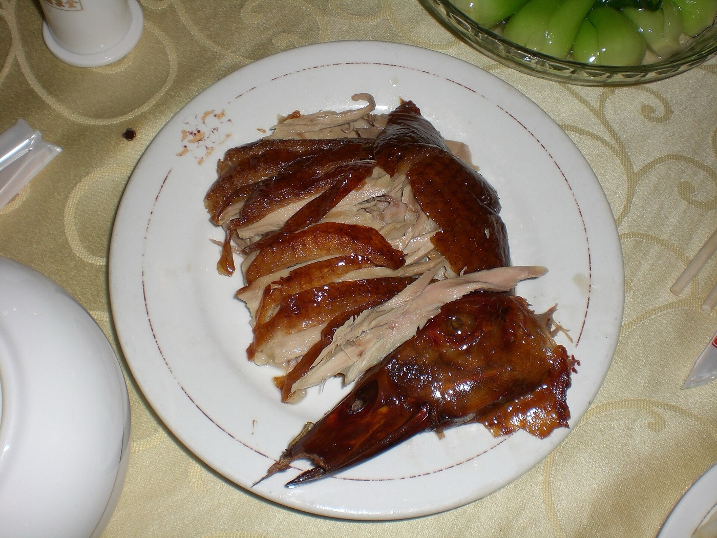 Beijing roast duck served in a restaurant
